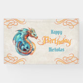 Dragon Birthday Party Spandoek (Horizontaal)