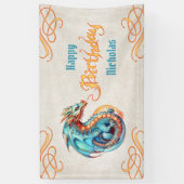 Dragon Birthday Party Spandoek (Verticaal)