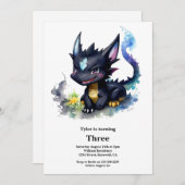 Dragon Birthday Uitnodiging (Voorkant / Achterkant)