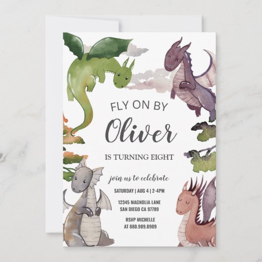 Dragon Birthday Uitnodiging (Voorkant)
