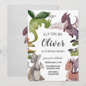 Dragon Birthday Uitnodiging (Voorkant / Achterkant)