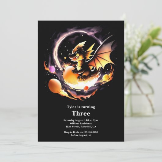 Dragon Birthday Uitnodiging (Staand voorkant)