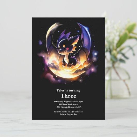 Dragon Birthday Uitnodiging (Staand voorkant)