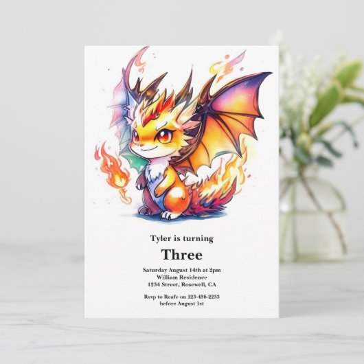 Dragon Birthday Uitnodiging (Staand voorkant)