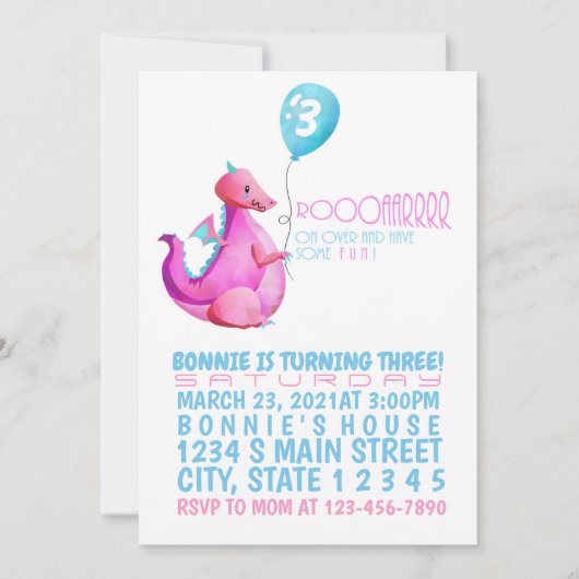 Dragon Birthday Uitnodiging (Voorkant)