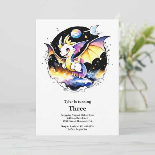 Dragon Birthday Uitnodiging (Staand voorkant)