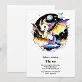 Dragon Birthday Uitnodiging (Voorkant / Achterkant)