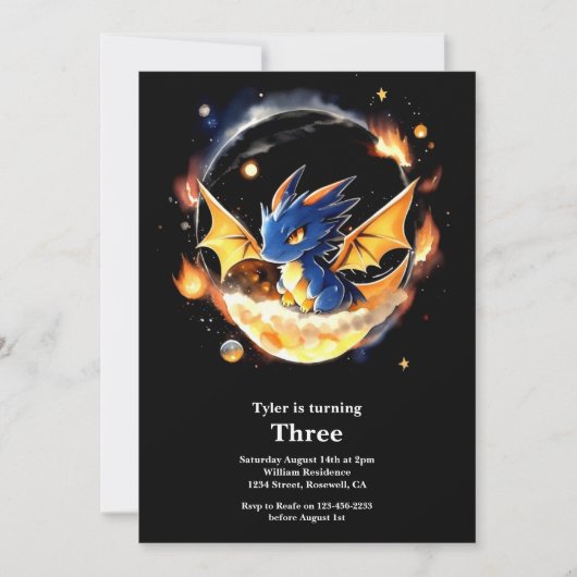 Dragon Birthday Uitnodiging (Voorkant)