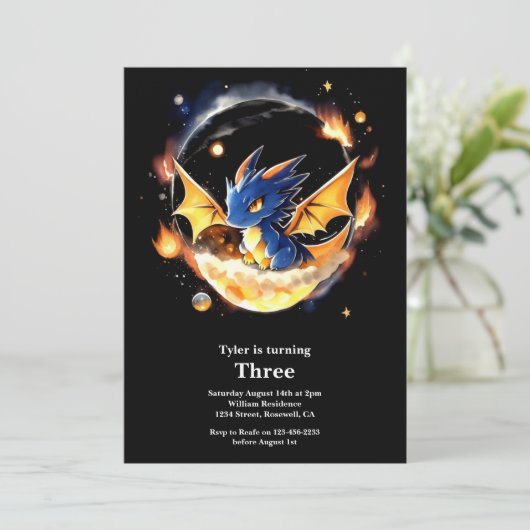 Dragon Birthday Uitnodiging (Staand voorkant)