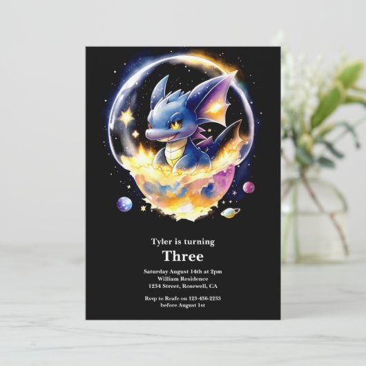 Dragon Birthday Uitnodiging (Staand voorkant)