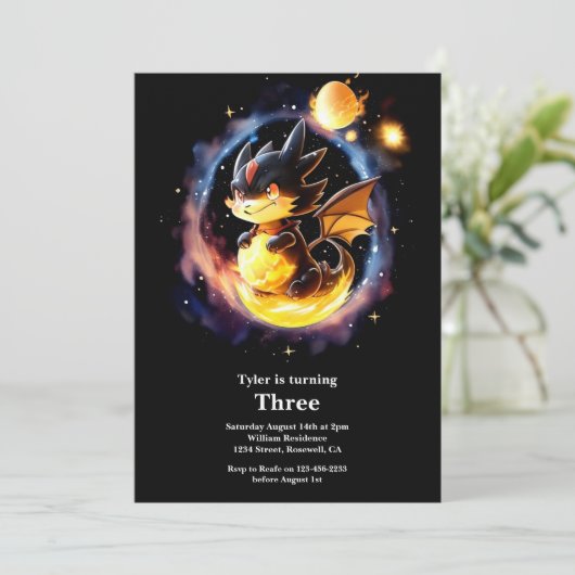 Dragon Birthday Uitnodiging (Staand voorkant)