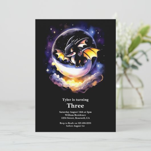 Dragon Birthday Uitnodiging (Staand voorkant)