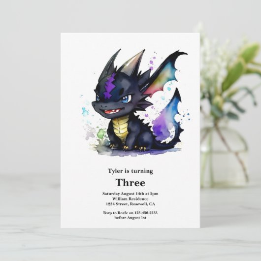 Dragon Birthday Uitnodiging (Staand voorkant)