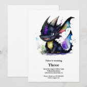 Dragon Birthday Uitnodiging (Voorkant / Achterkant)