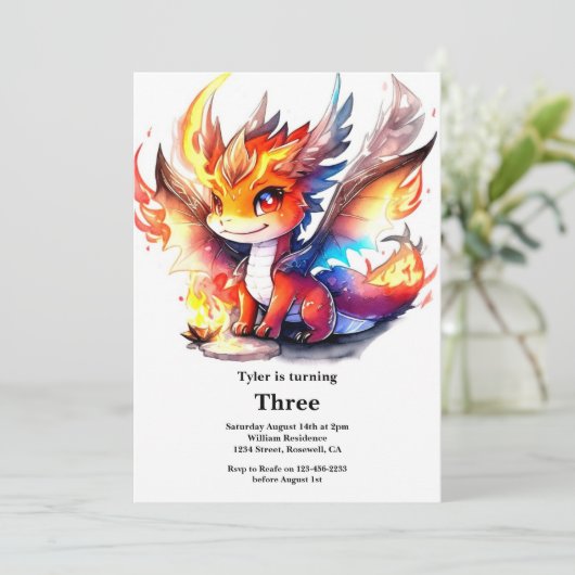 Dragon Birthday Uitnodiging (Staand voorkant)