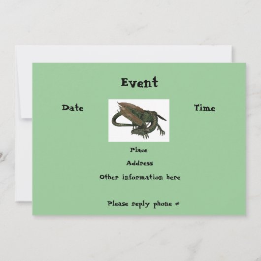 Dragon Birthday Uitnodiging (Achterkant)