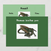 Dragon Birthday Uitnodiging (Voorkant / Achterkant)