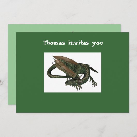 Dragon Birthday Uitnodiging (Voorkant / Achterkant)