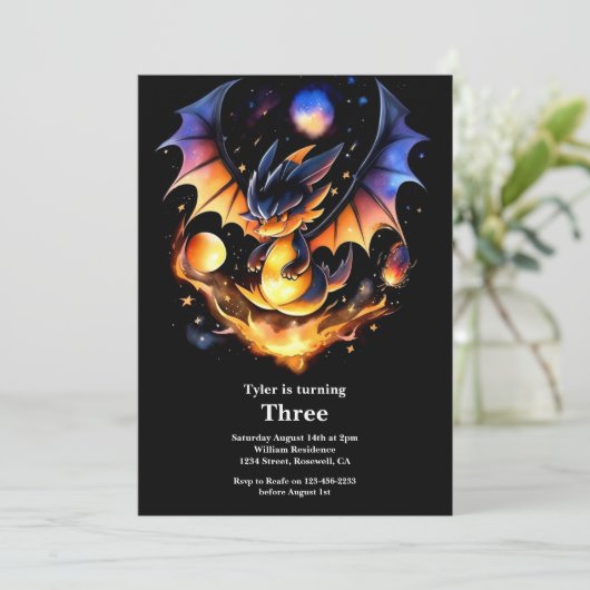 Dragon Birthday Uitnodiging (Staand voorkant)