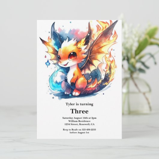 Dragon Birthday Uitnodiging (Staand voorkant)