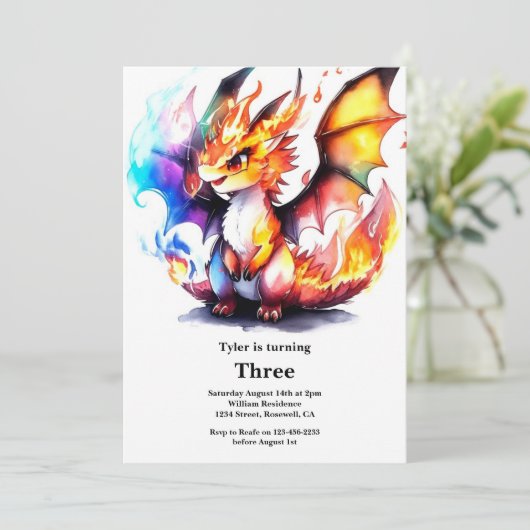 Dragon Birthday Uitnodiging (Staand voorkant)