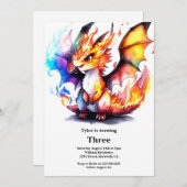 Dragon Birthday Uitnodiging (Voorkant / Achterkant)