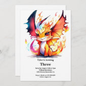 Dragon Birthday Uitnodiging (Voorkant / Achterkant)