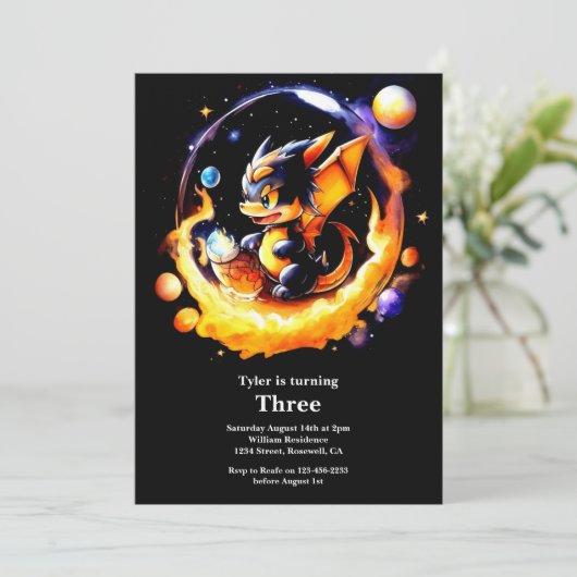 Dragon Birthday Uitnodiging (Staand voorkant)
