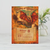 Dragon Birthday Uitnodiging (Staand voorkant)