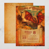 Dragon Birthday Uitnodiging (Voorkant / Achterkant)