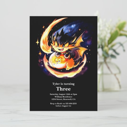 Dragon Birthday Uitnodiging (Staand voorkant)