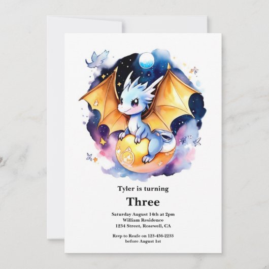 Dragon Birthday Uitnodiging (Voorkant)