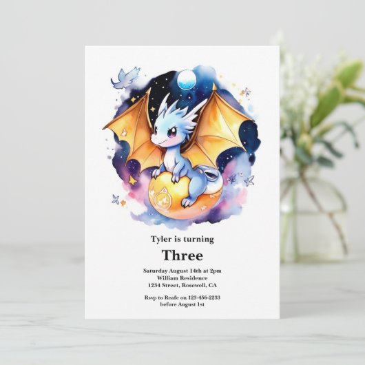 Dragon Birthday Uitnodiging (Staand voorkant)