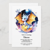 Dragon Birthday Uitnodiging (Voorkant / Achterkant)