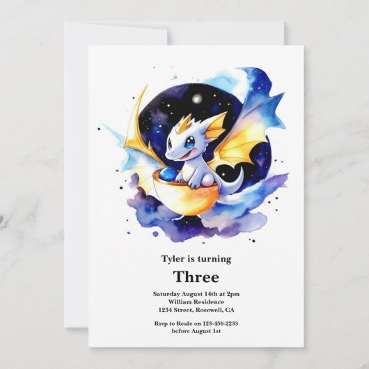 Dragon Birthday Uitnodiging (Voorkant)