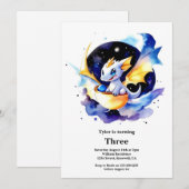 Dragon Birthday Uitnodiging (Voorkant / Achterkant)