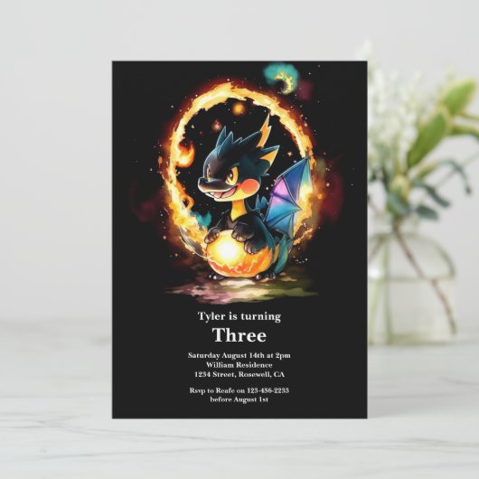 Dragon Birthday Uitnodiging (Staand voorkant)