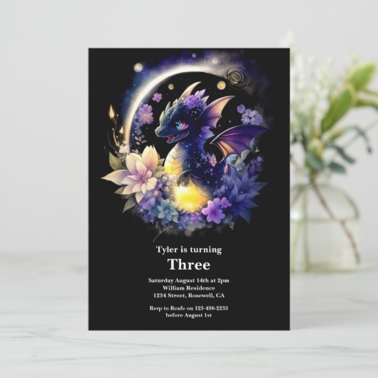 Dragon Birthday Uitnodiging (Staand voorkant)