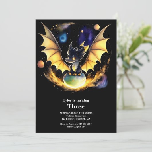 Dragon Birthday Uitnodiging (Staand voorkant)