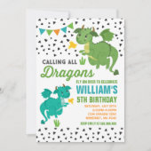 Dragon Birthday Uitnodiging Ridders & Draken Party (Voorkant)