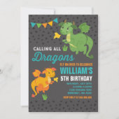 Dragon Birthday Uitnodiging Ridders & Draken Party (Voorkant)
