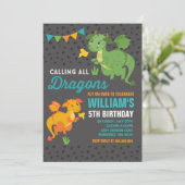 Dragon Birthday Uitnodiging Ridders & Draken Party (Staand voorkant)
