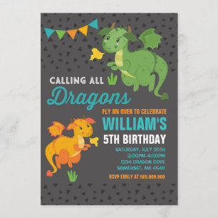 Dragon Birthday Uitnodiging Ridders & Draken Party