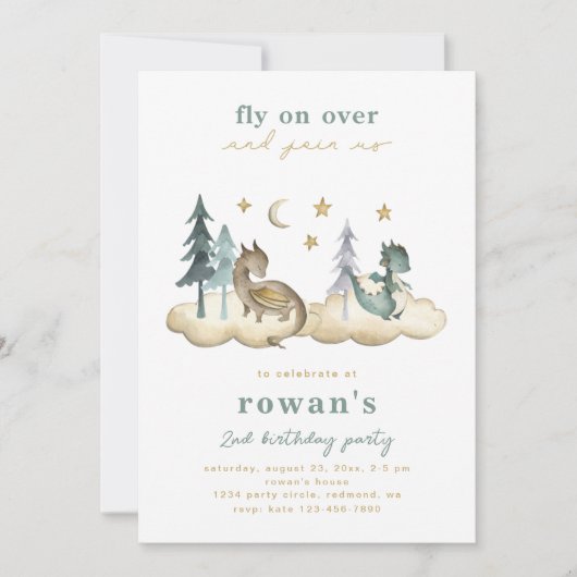 Dragon Birthday Uitnodiging | Uitnodiging tot het  (Voorkant)