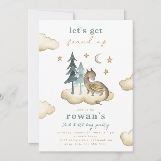 Dragon Birthday Uitnodiging | Uitnodiging tot het (Voorkant)