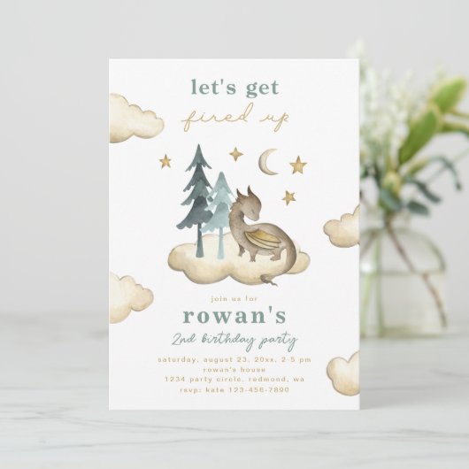 Dragon Birthday Uitnodiging | Uitnodiging tot het  (Staand voorkant)