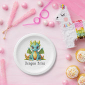 Dragon Bites Green Blue Baby Dragon Paper Bord (Feest)