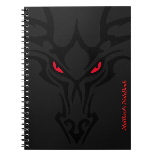 Dragon Black Dark Scary Red Ggloing Eyes Notitieboek (Voorkant)