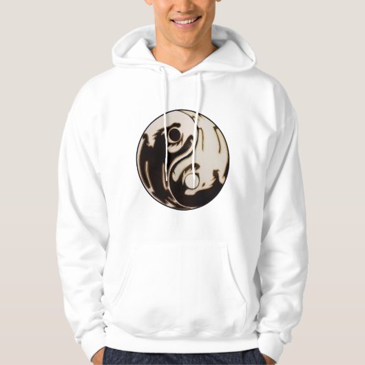 Dragon Black en White Yin Yang Hoodie (Voorkant)