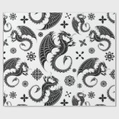 Dragon Black Shape Tattoo Stijl Cadeaupapier (Vlak)